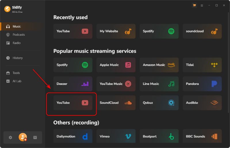 select youtube
