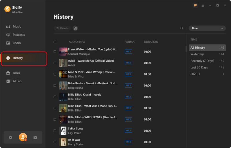 tab history