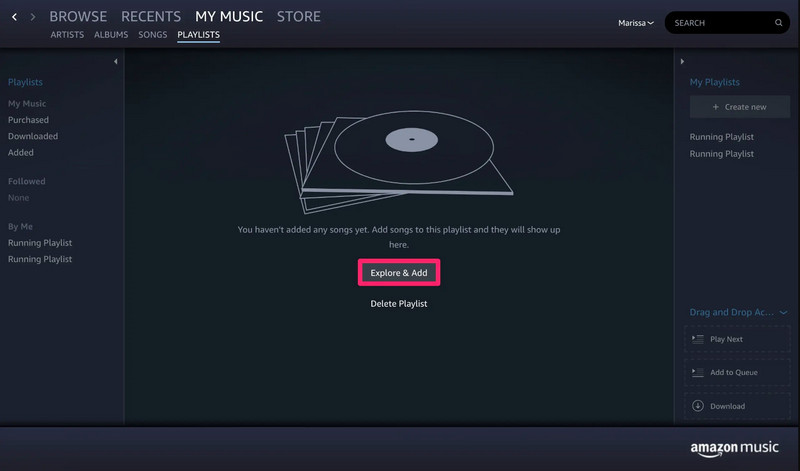 add music to amazon music playlist