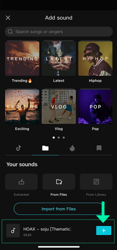 add youtube music to edit on capcut app