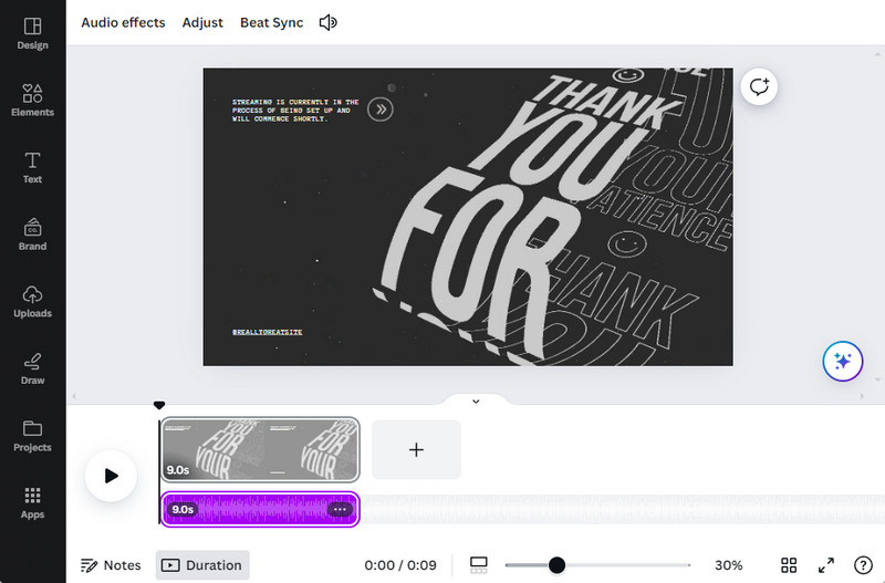 canva design added audio