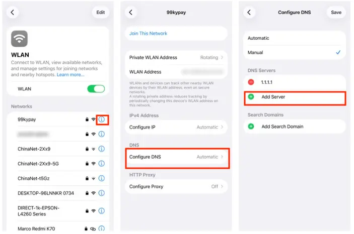 Changing DNS Settings on iPhone
