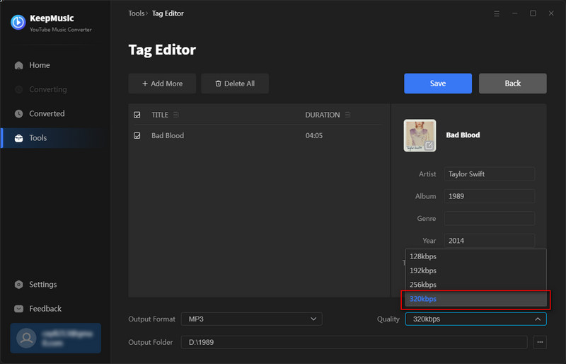 change downloaded youtube music quality