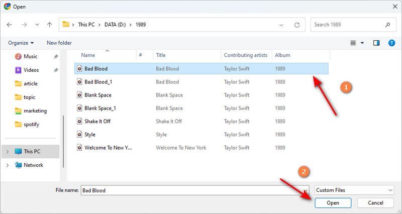 choose downloaded music