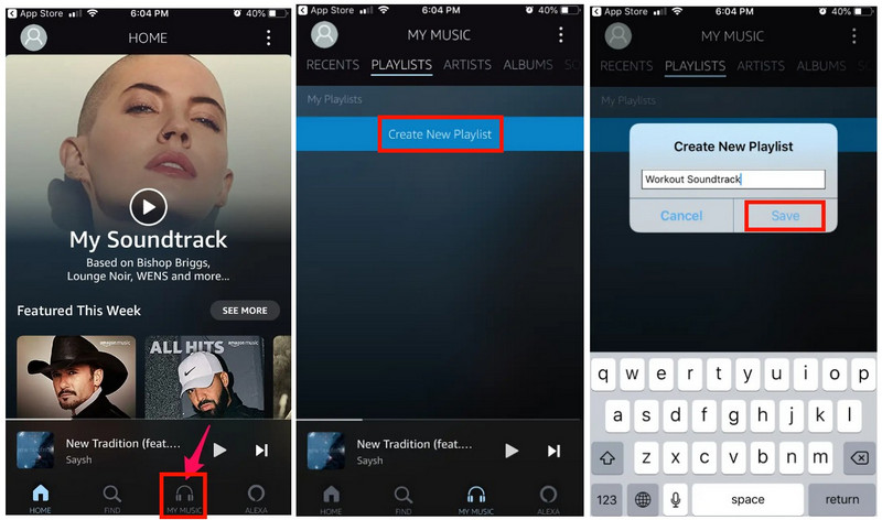 create amazon music playlist on phone