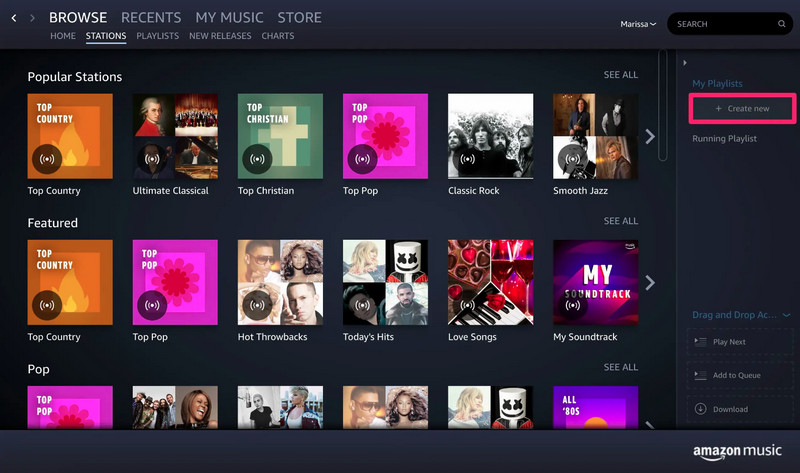 create amazon playlist on desktop