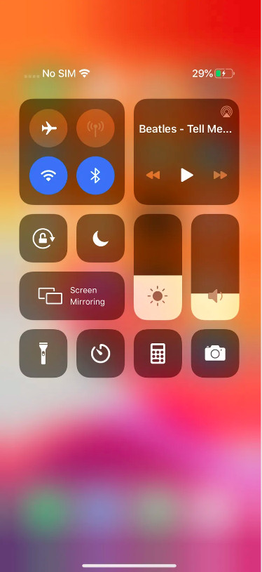 iphone control center