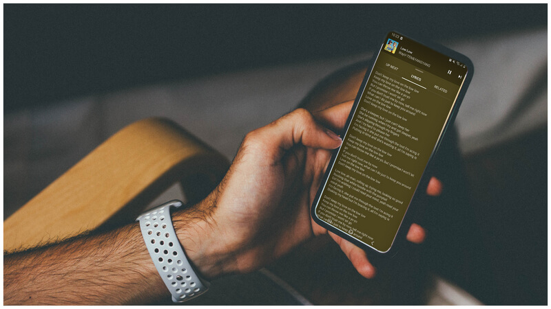 Lyrics on YouTube Music on Android