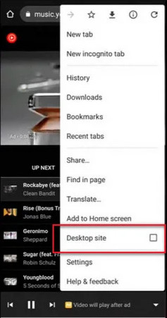 play youtube music desktop site
