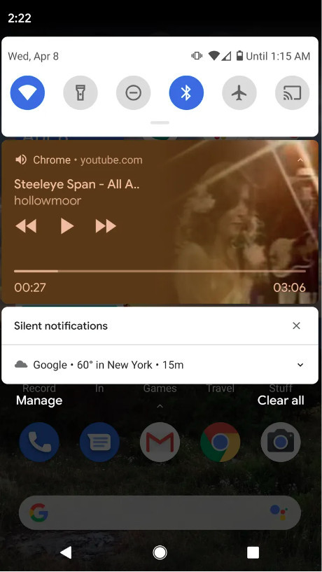 play youtube video on android control center