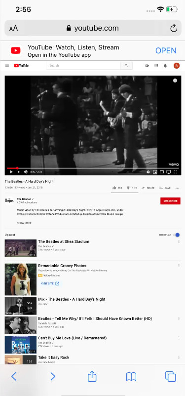 play youtube video on safari