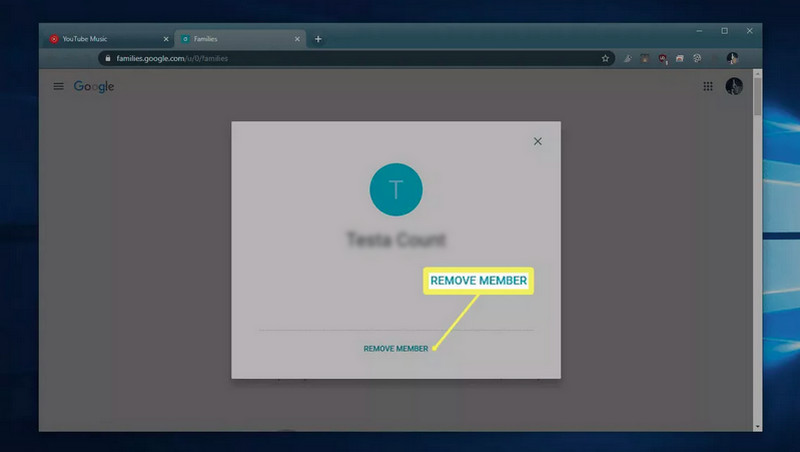 remove youtube famiy plan member