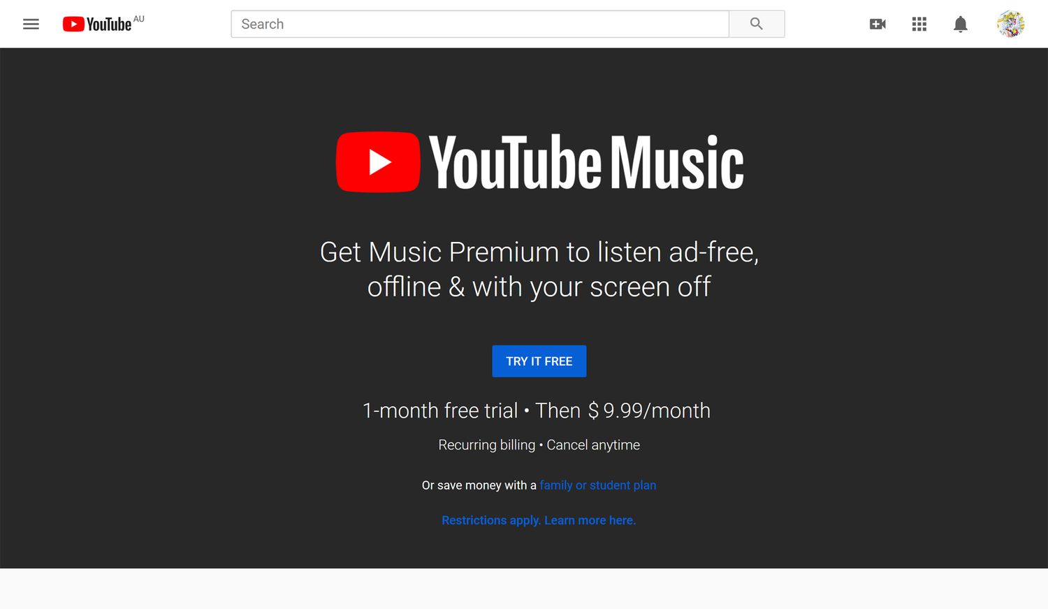 youtube premium free trial