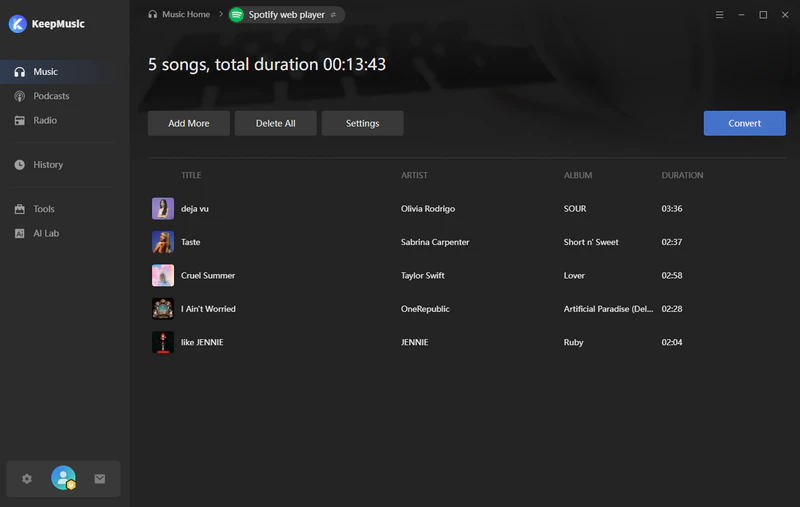 Start to Convert Music
