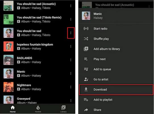 Download YouTube Music Offline to Android/iPhone