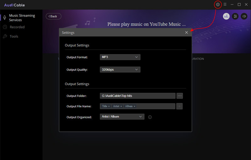 set mp3 as the output format