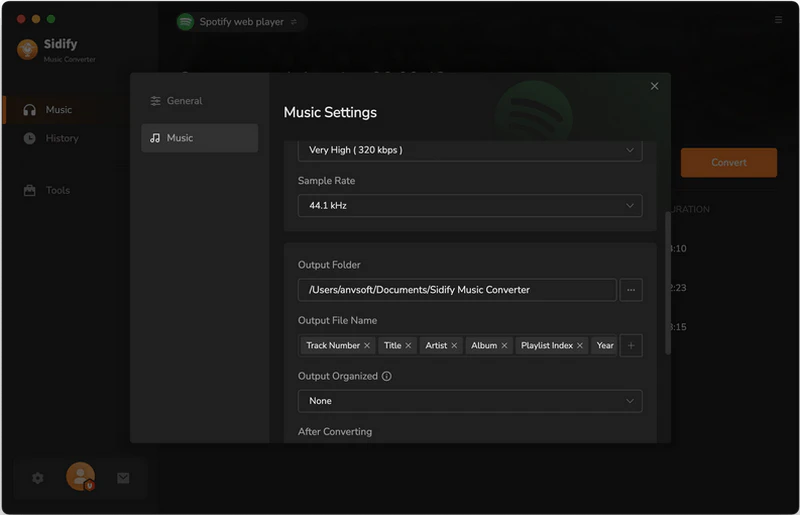 customize output settings