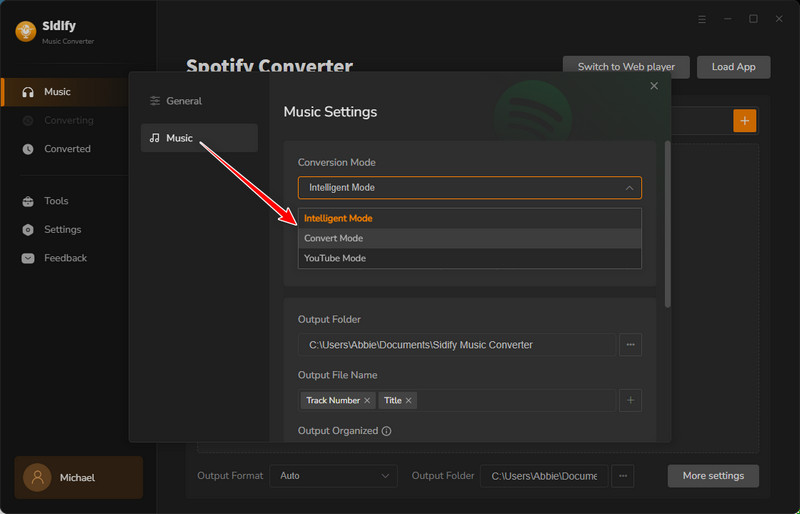 choose spotify app mode