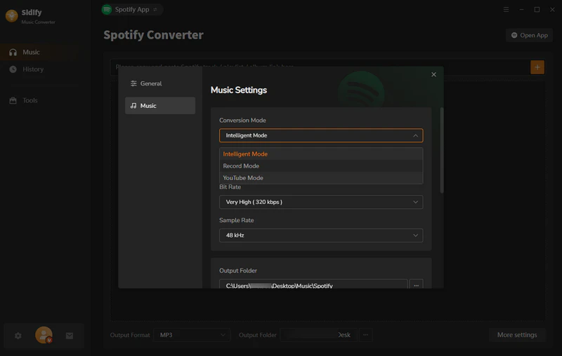 choose spotify app mode