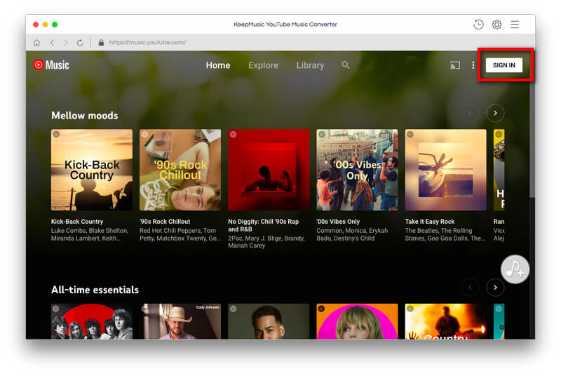 Log in YouTube Music account on KeepMusic 