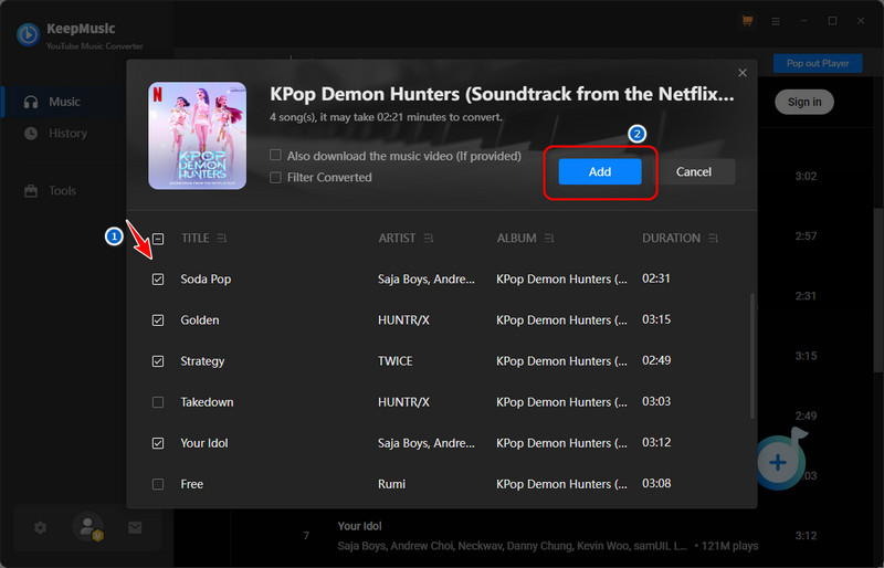 add youtube music to keepmusic