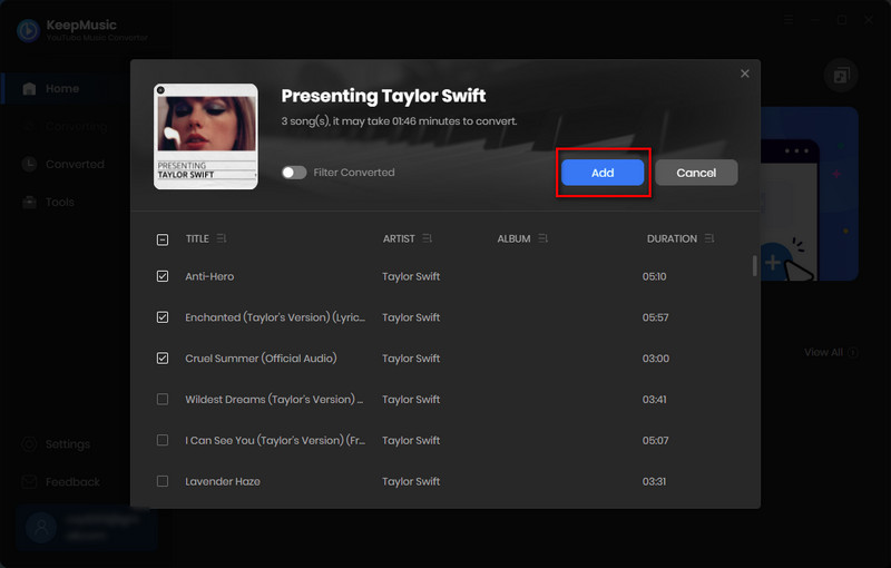 Convert Music from YouTube Music Web Player