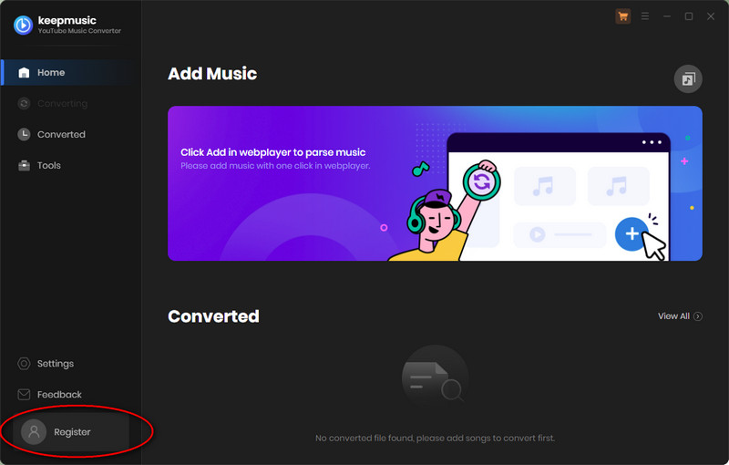 Register KeepMusic YouTube Music Converter for Windows