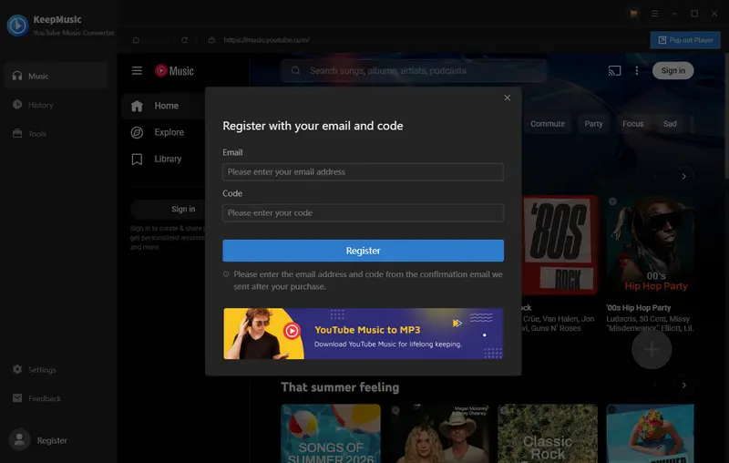 Register KeepMusic Music Converter