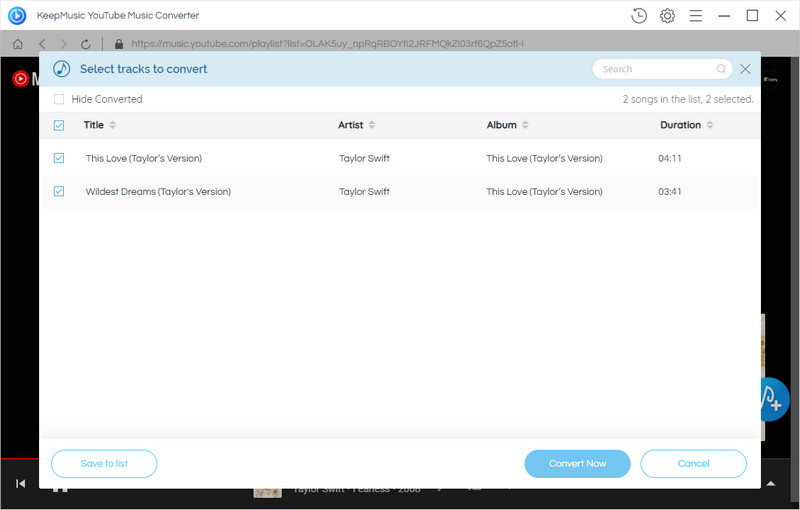 add youtube tracks to convert